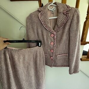 Pink Tweed Skirt & Blazer Set
